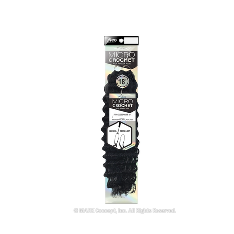 Mane Concept Human Hair Mane Concept: Pristine Feather Micro Crochet Deep Wave 18"