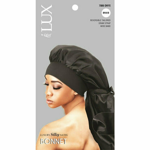 Qfitt Hair Accessories Onyx - #7006 LUX by Qfitt: Luxury Silky Satin Braid Bonnet