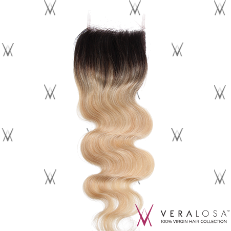 Vera Losa™ Virgin Human Hair 14" / #1B/613 Vera Losa™ Pre-Bleached 4x4 Swiss Lace Closure - Body Wave #1B/613